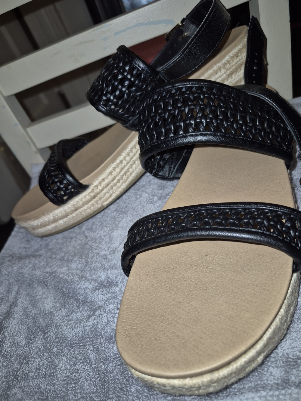LC Lauren Conrad Black Woven Double-Strap Ankle Sandals - Picture 3 of 3